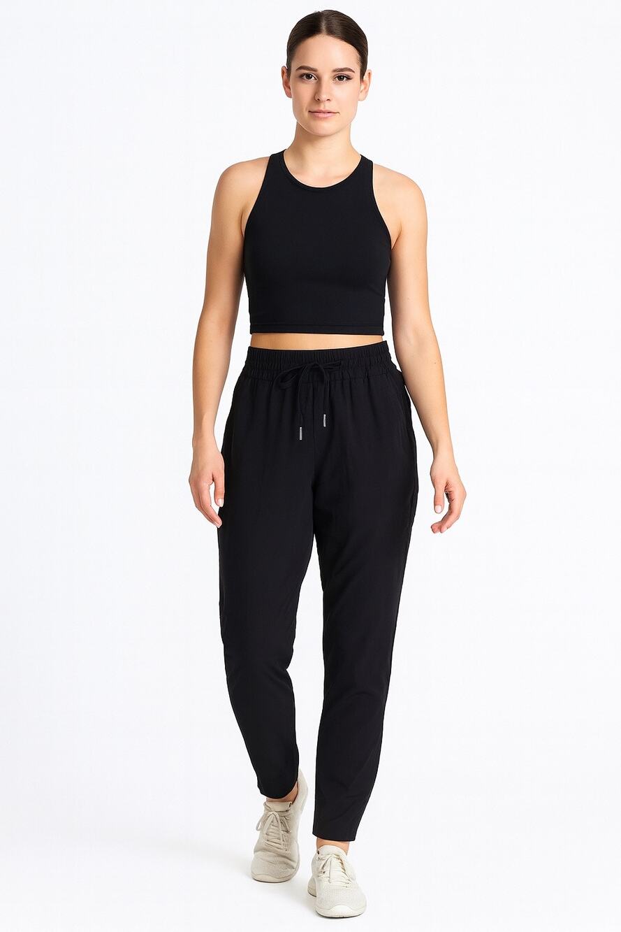 Lululemon Black Athleisure Pants Drawstring Waist Relaxed Fit Performance 4